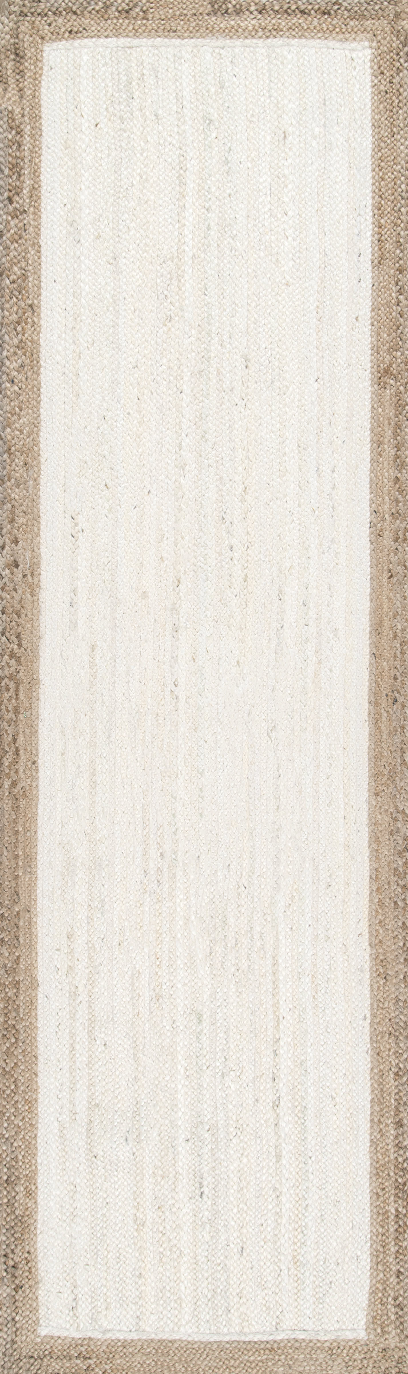 Jute Simple Border Rug | White