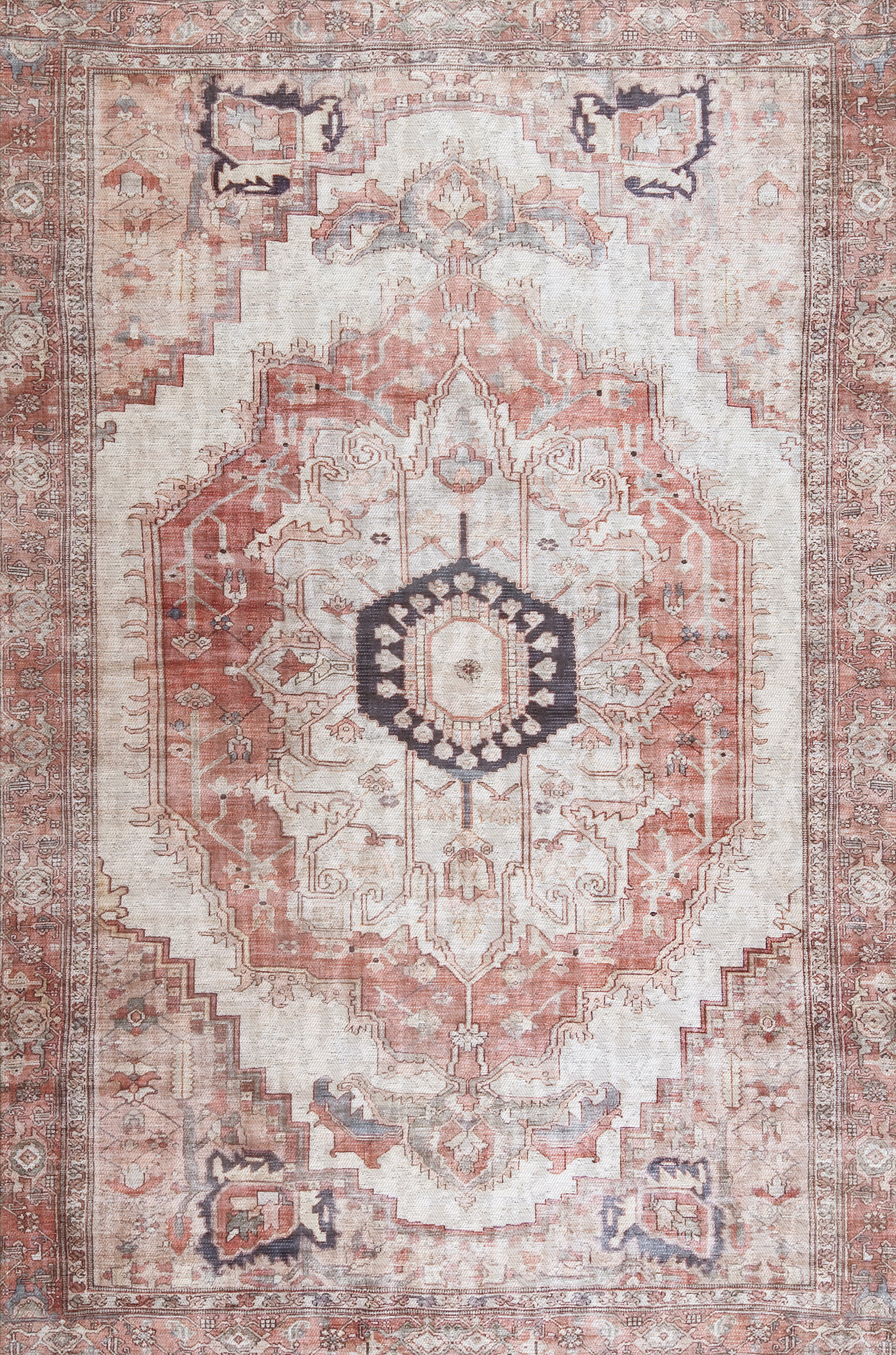 Iris Medallion Washable Rug | Blush