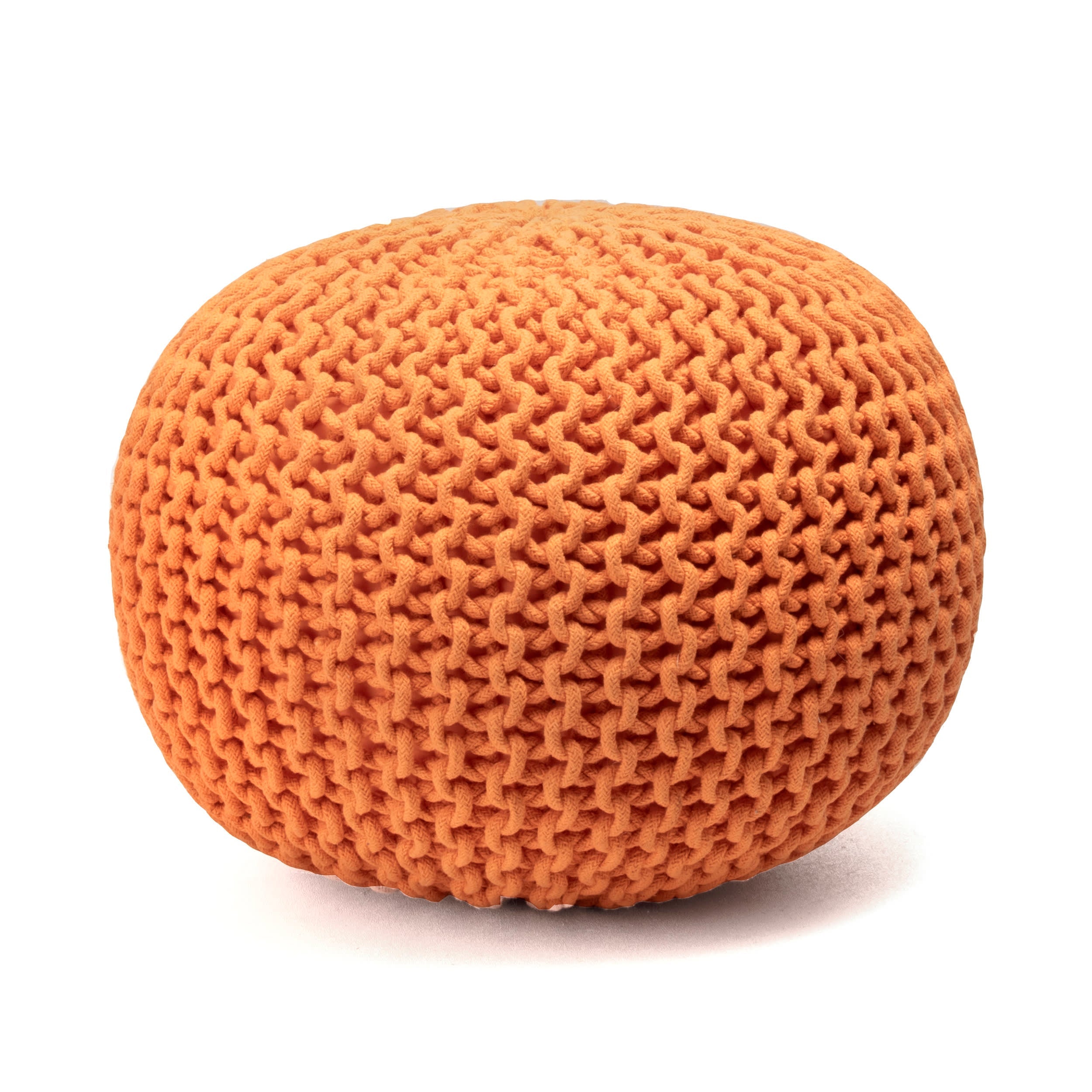 Knitted Cotton Pouf | Orange