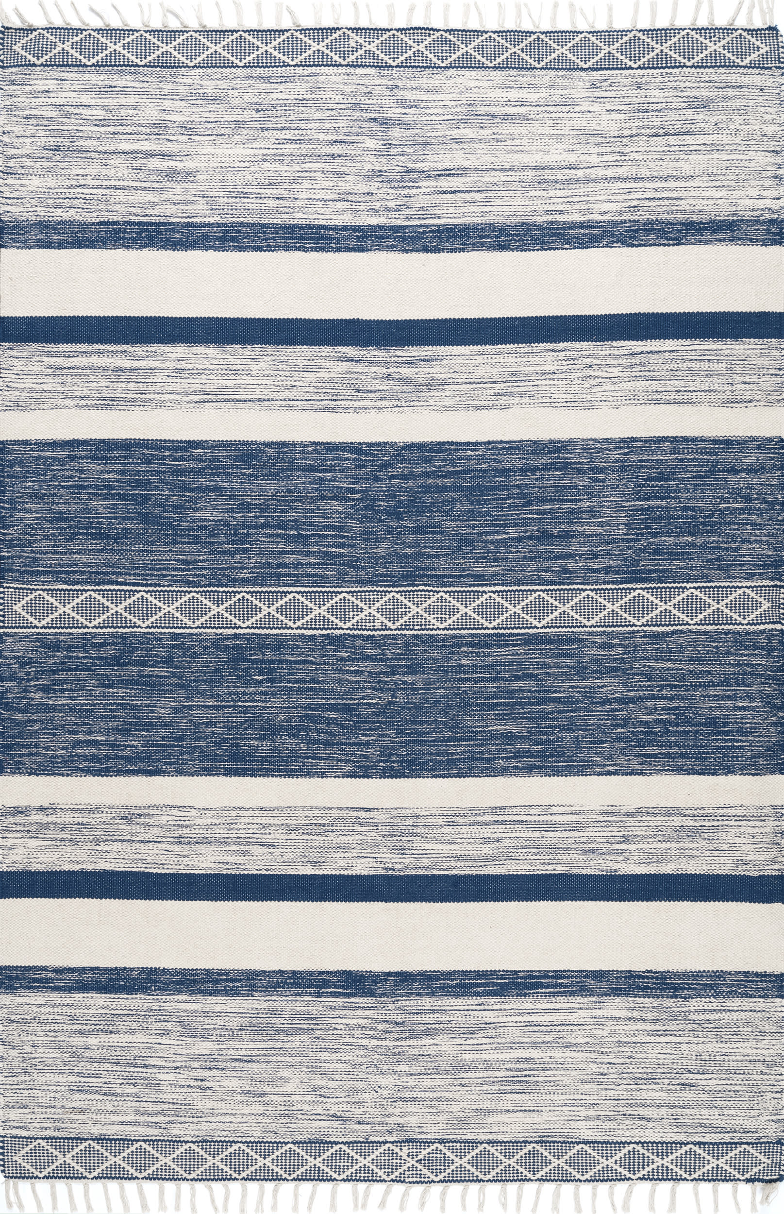 Shaded Striped Fringe Rug | Blue