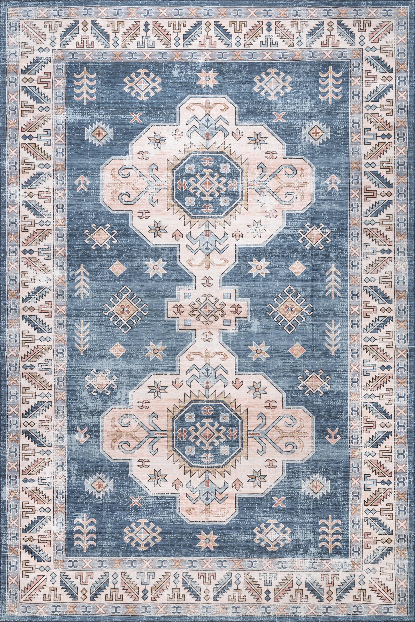 Eboni Traditional Washable Rug | Blue