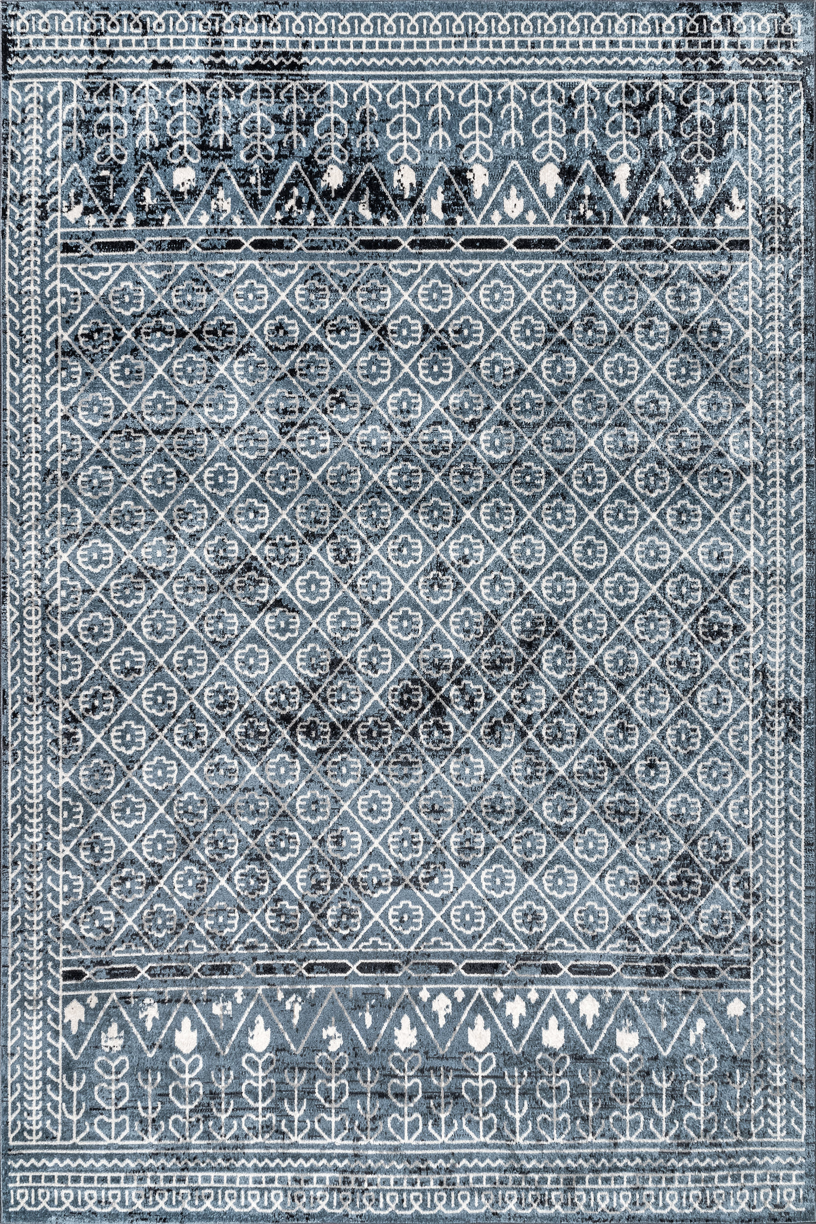 Aida Washable Stencil Rug | Aqua