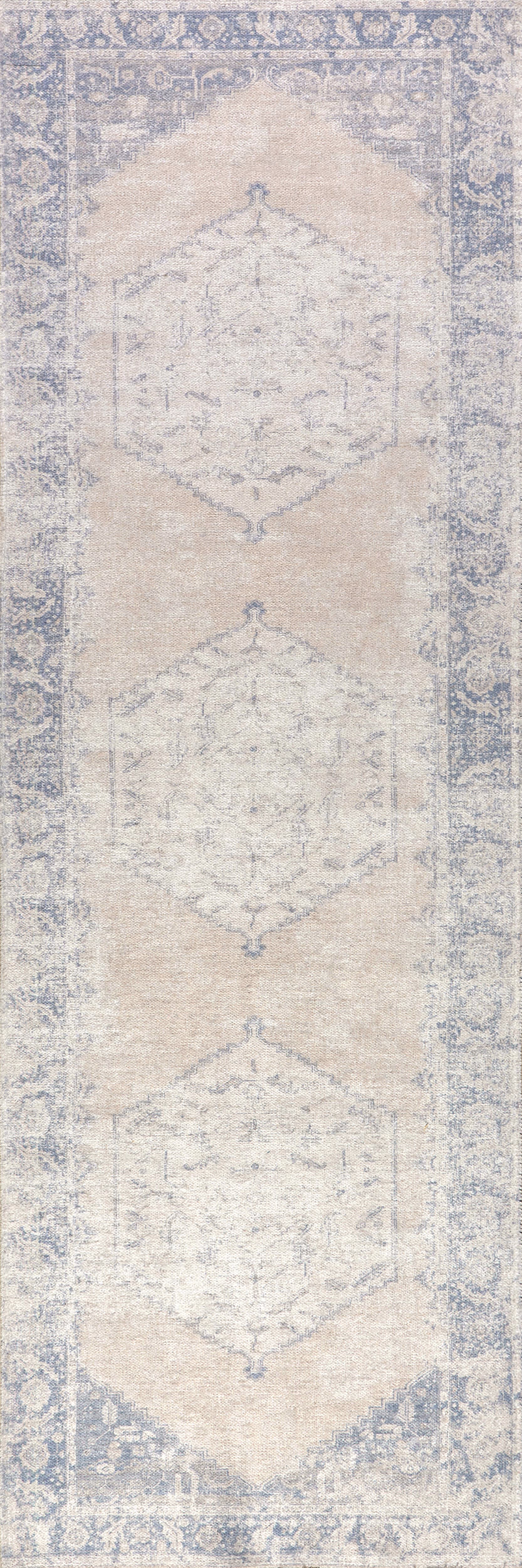 Gladys Fringed Vintage Medallion Washable Rug | Light Grey