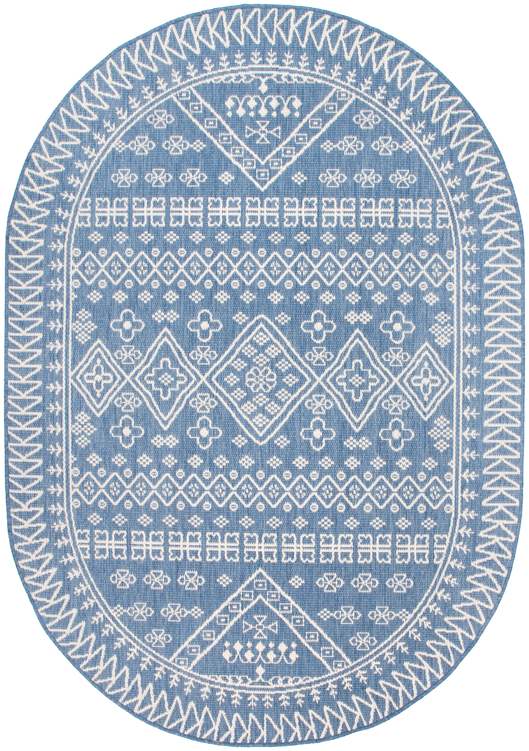 Diamond Bordered Indoor/Outdoor Rug | Blue