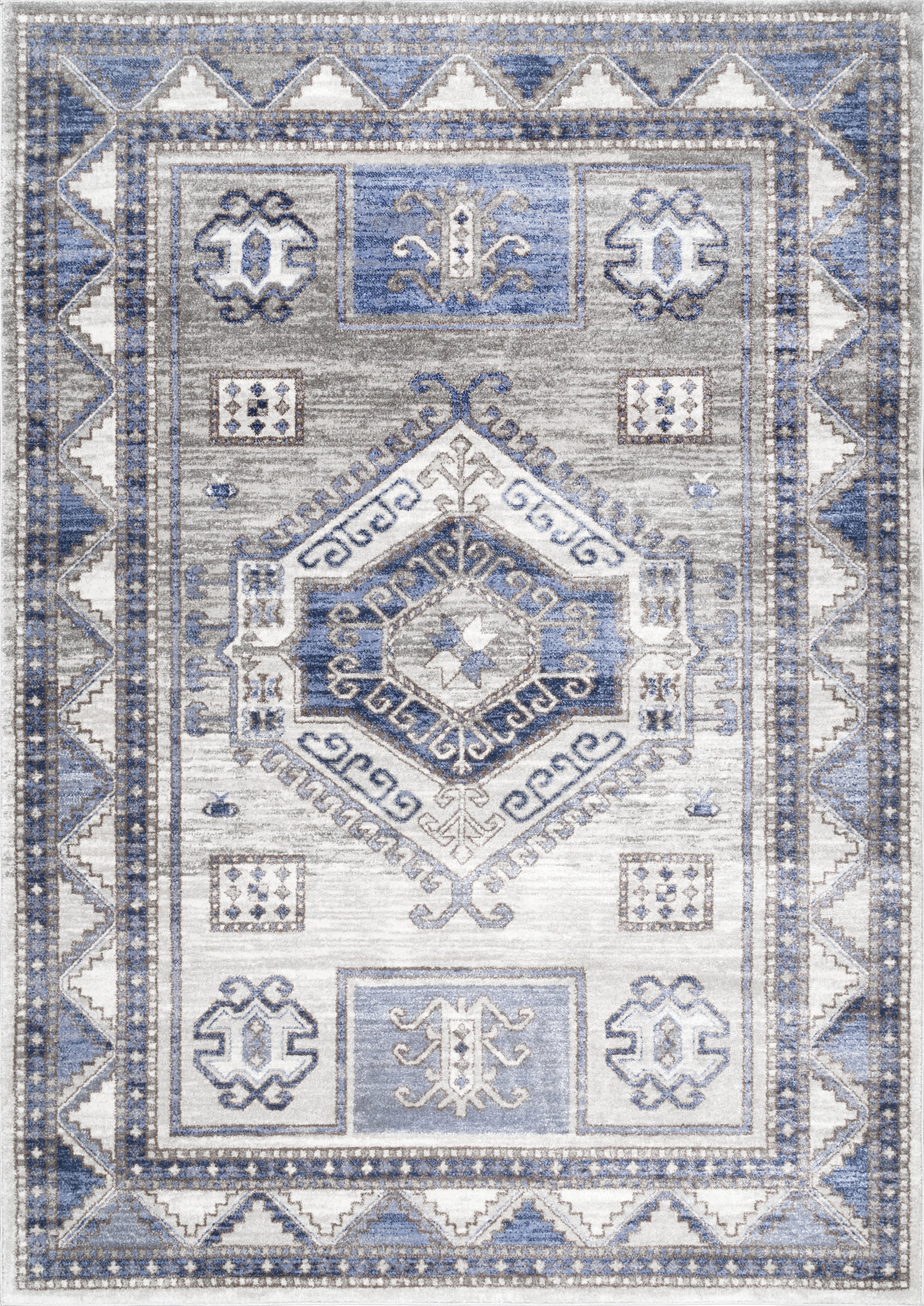 Faded Geometric Rug | Blue