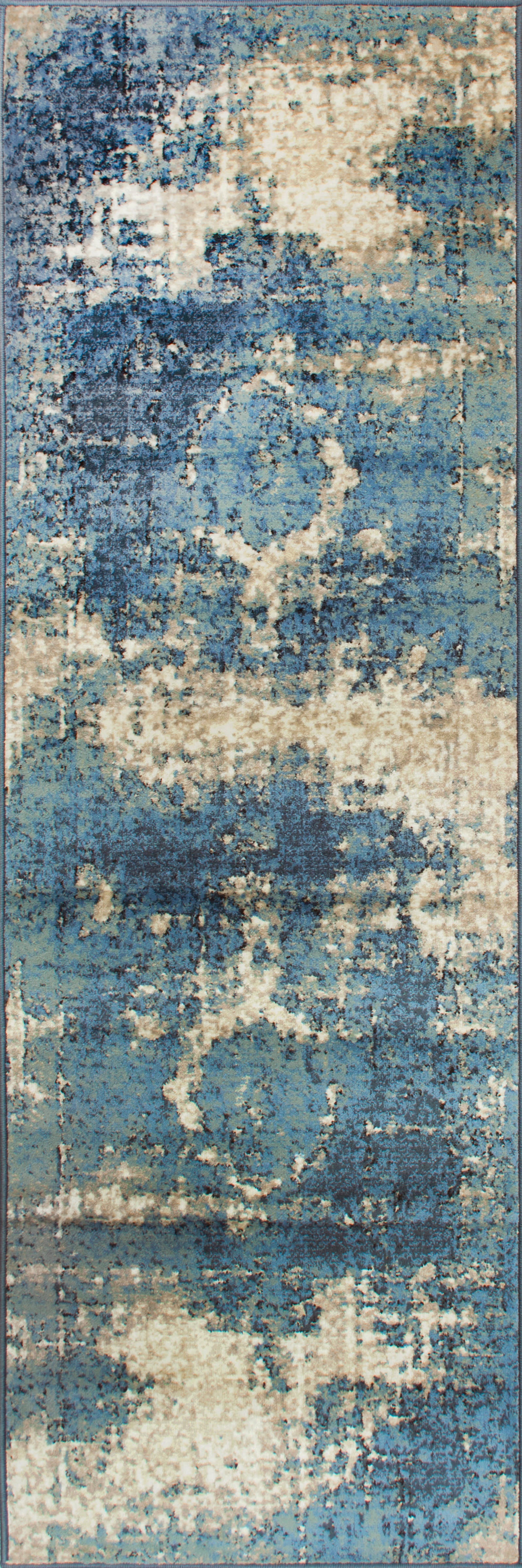 Distressed Foggy Medallion Rug | Blue