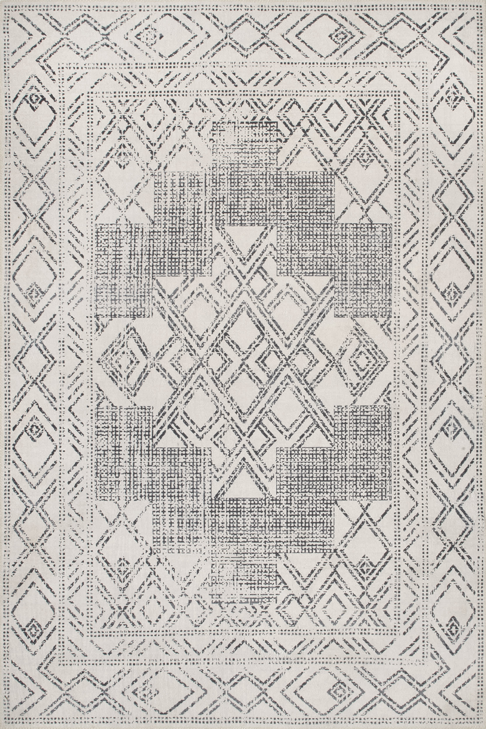 Medallion Washable Rug | Light Grey