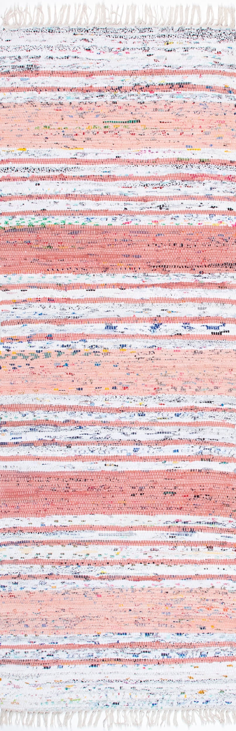 Flatwoven Mottled Stripes with Tassels Rug | Pink