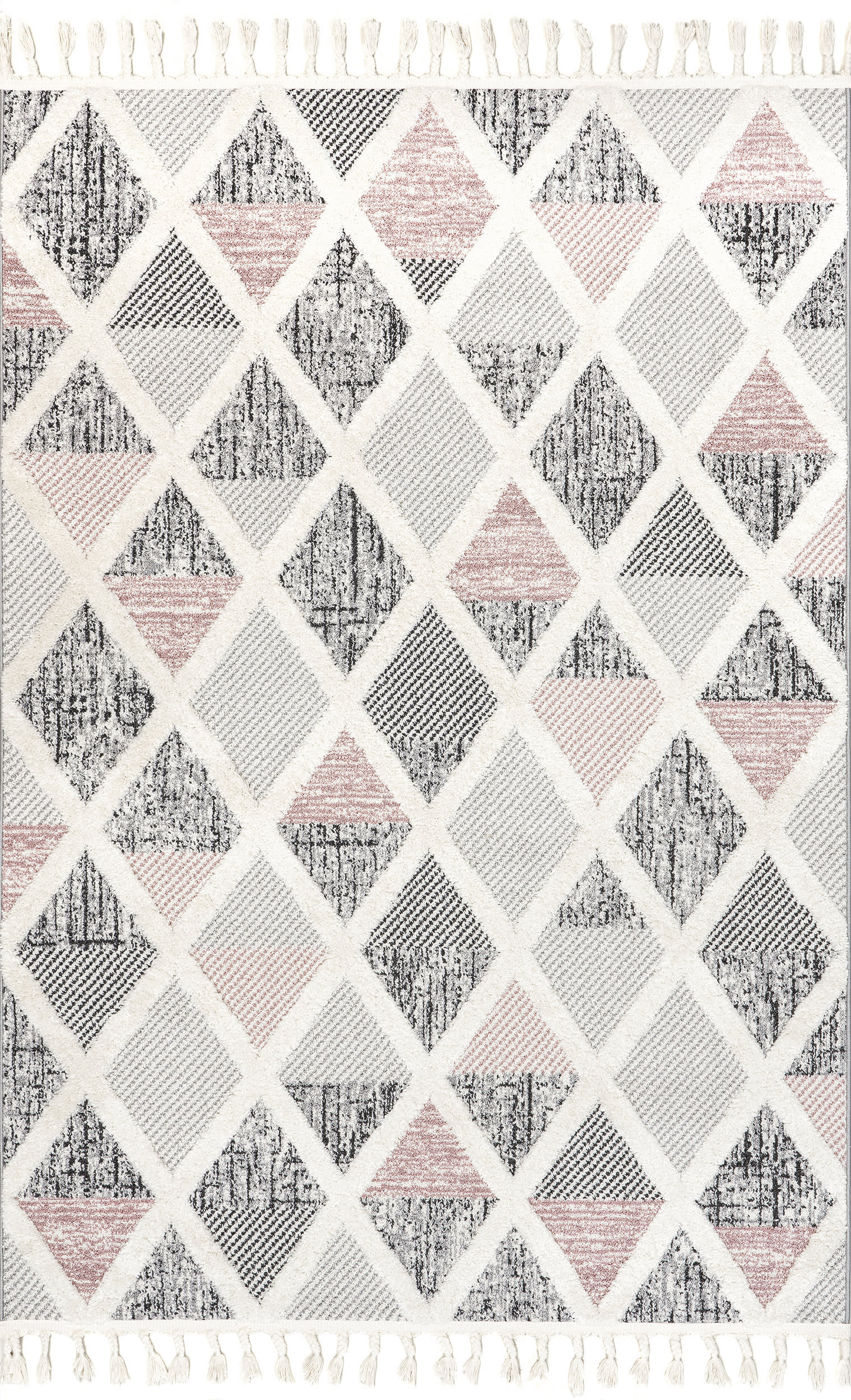 Alicia Trellis Tasseled Rug | Grey