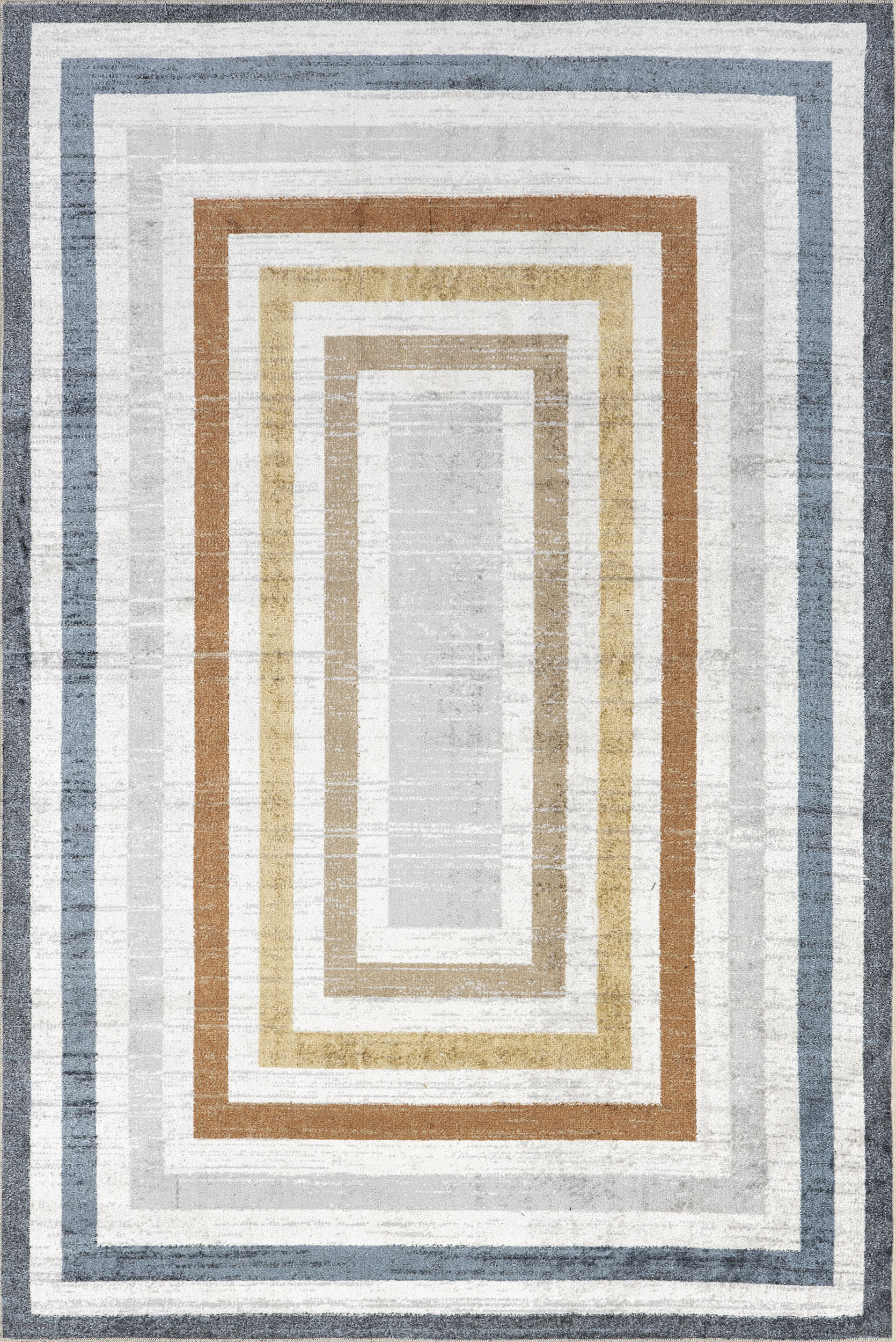 Lilac Striped Bordered Washable Rug | Multicolor
