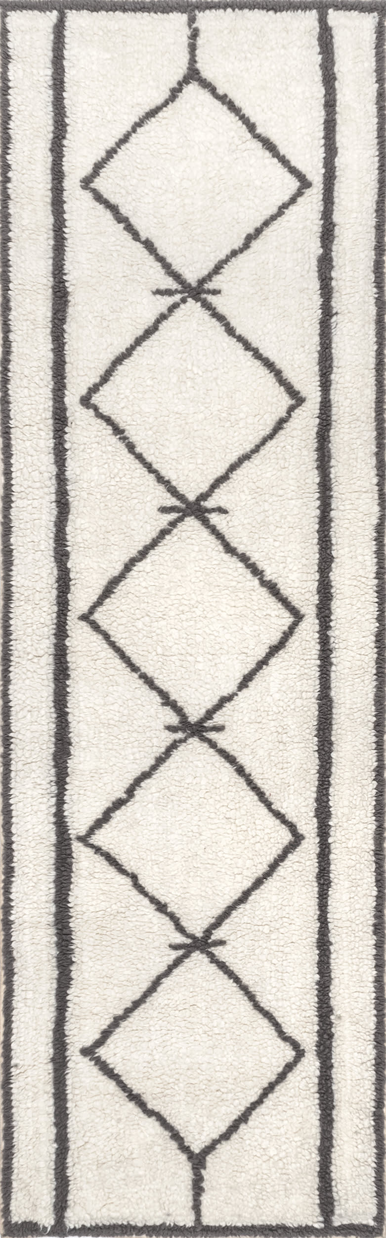 Aleena Wool Diamond Washable Rug | Ivory