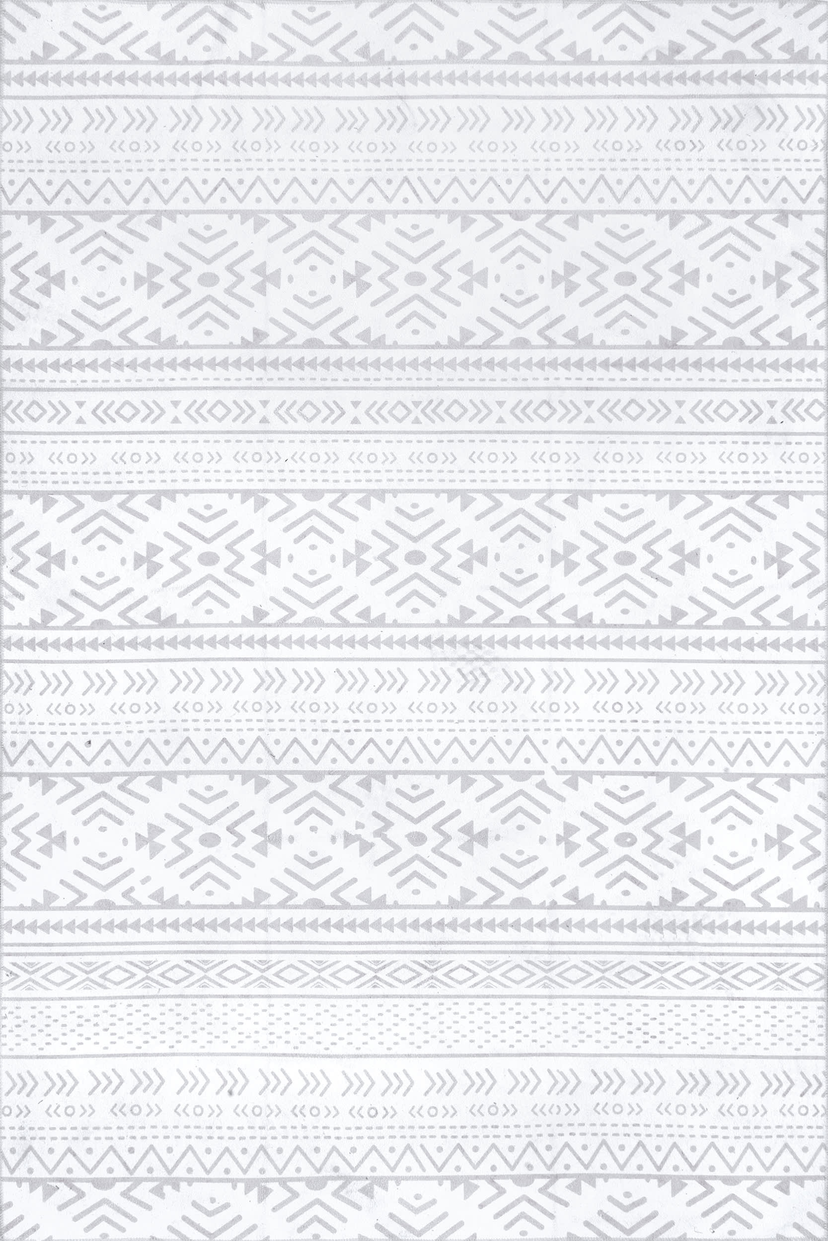 Corrine Washable Banded Rug | Light Grey