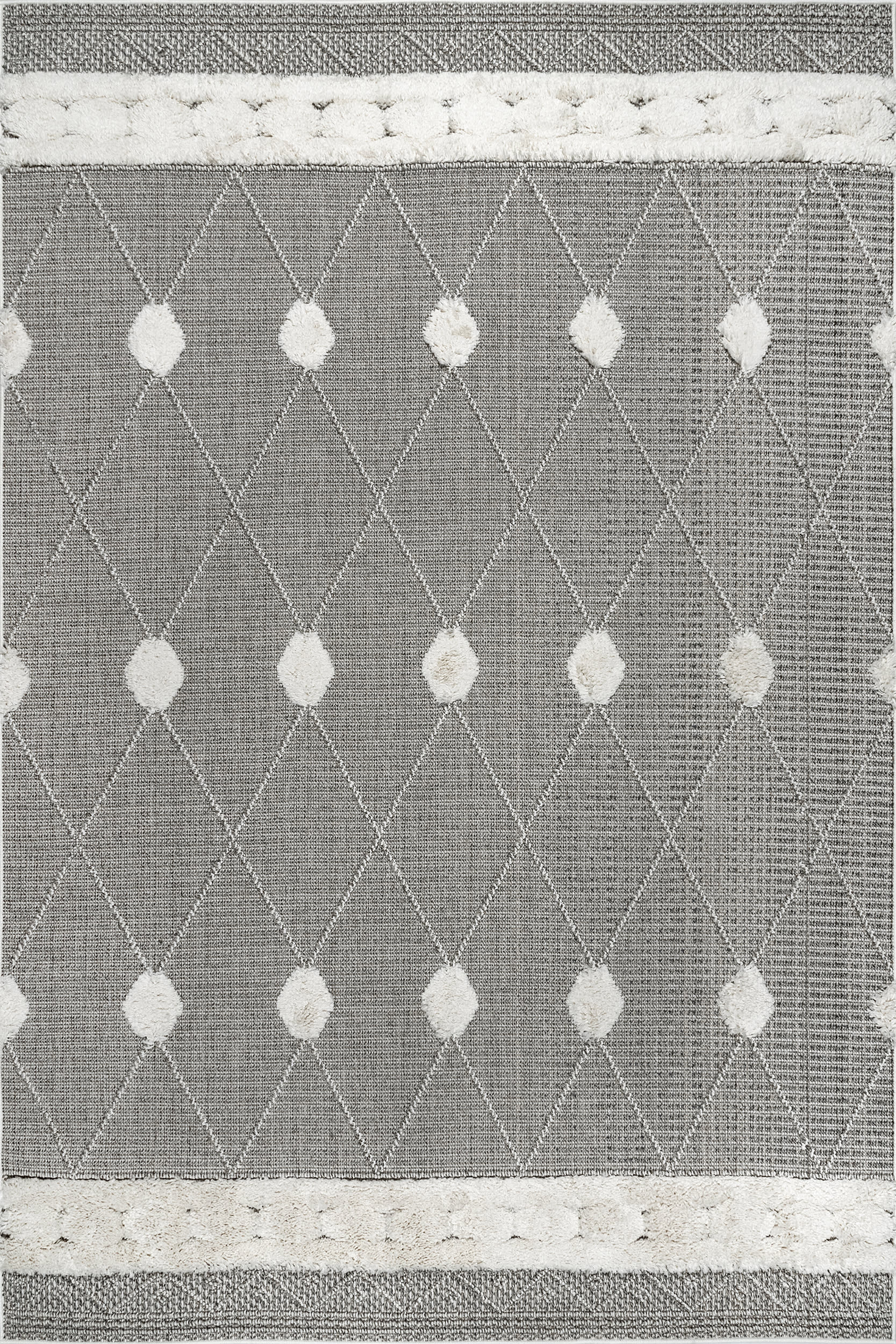 Lina Dotted Lattice Rug | Grey